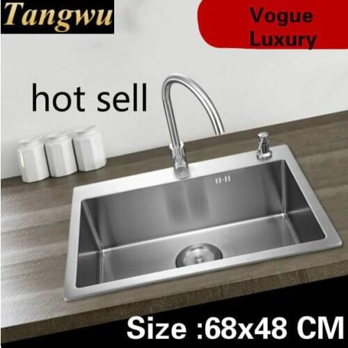 Free shipping Home mini wash vegetables high capacity luxury 304 stainless steel kitchen manual sink single trough 68x48 CM