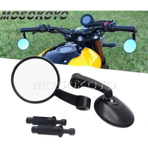 Universal Round Motorcycle Handle Bar End Rearview Side Mirrors For Honda Suzuki Ducati BMW Kawasaki Bobber Cafe Racer Custom