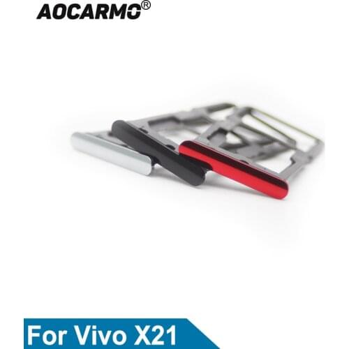 Aocarmo SD MicroSD Holder Nano Sim Card Tray Slot Replacement Part For Vivo X21/ X21A / X21UD / X21UD A