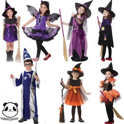 Halloween Kids Girls Cosplay Costume Party Old Witch Suit Fancy Dress Outfit Set Masquerade Cosplay Child Show Costume for Girls