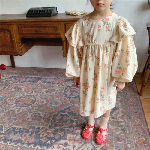 Girl Dress Kids Baby Gown 2021 Floral Winter Autumn Plus Thicken Outwear School Toddler Long sleeve Uniform Children Clothing