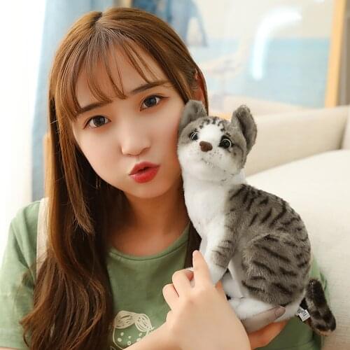 Simulation Cat Plush Animals Kids Birthday Party Gifts Cat Doll Cats Plush Toys Simulation Animal Cat Game Plush Soft Toys