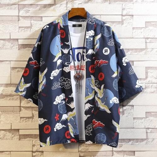Anime Kimono Cardigan Men Traditional Cardigan Men Traditional Japanese Kimono Streetwear Samurai Costume Yukata Haori Men 11392