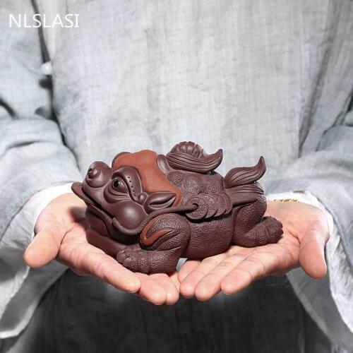 Classic Purple Clay Tea Pets toad Model Sculpture Ornaments Handmade Tea table Accessory Home Flower Pot Decor Decoration