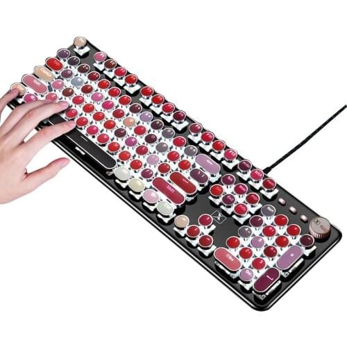 Mechanical Metal Gaming Wired 104 Keys Punk Usb Lipstick Keyboard Wired USB Game keyboards for Computer
