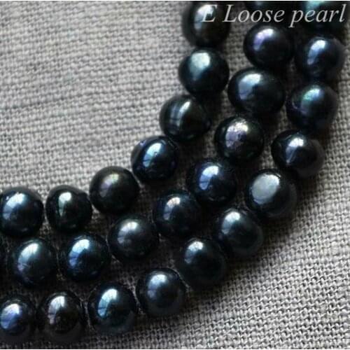 Unique Pearls jewellery Store Potato Round 5-6mm Black Freshwater Pearl Loose Beads One Full Strand YLC1-40