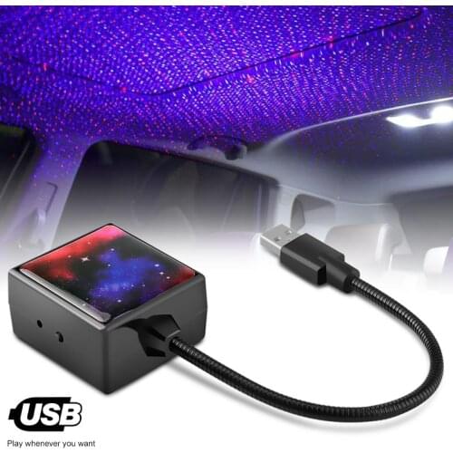 USB Car Interior Roof Atmosphere Starrry Sky Lamp Romantic LED Projector Star Night Light Ambient Decor
