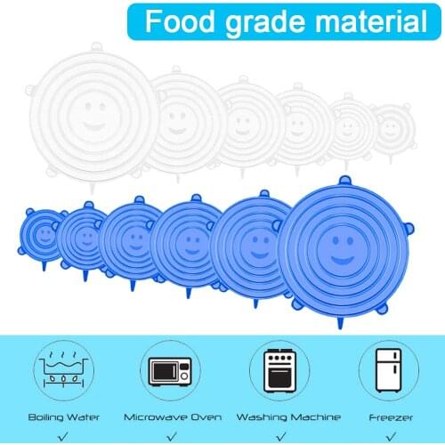 6/12pcs Reusable Food Silicone Cover Cap Universal Silicone Lids For Cookware Bowl Stretch Lids Kitchen Accessories