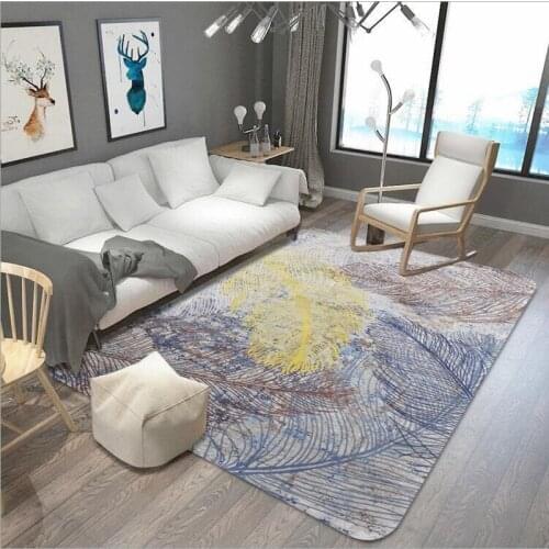 Fashion Trend Five colored feathers pattern rugs and carpets for Home living room tapete coffee table Anti-skid Floor Mat Carpet