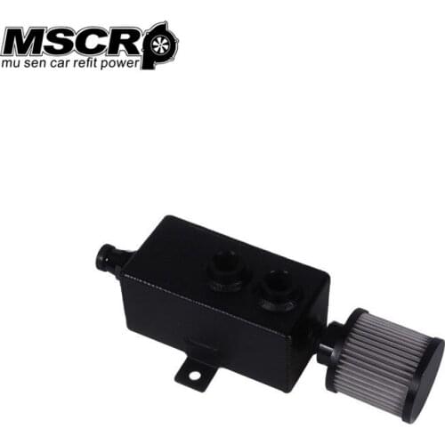 MSCRP-Universal Car 1L Aluminum Oil Catch Can Tank Fuel Tank With Breather & Filter Drain MSCRP-YX00093