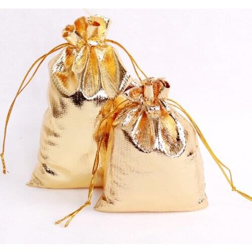 Multi Size Reusable Gold/Silver Velvet Drawstring Gift Bag Jewelry Packaging Bags Wedding Party Decoration Candy Bag 100pcs/pack