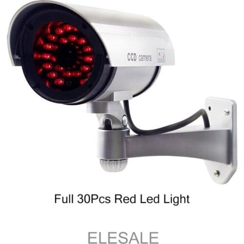 Dummy Camera Infrared Induction Waterproof Silver Metal Fake Camera LED Full 30pce Red Led Light Two AA Battery