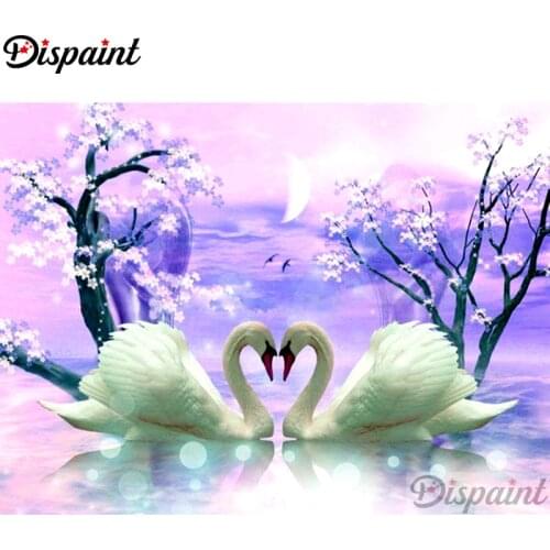 Dispaint Full Square/Round Drill 5D DIY Diamond Painting "Animal white swan" 3D Embroidery Cross Stitch Home Decor Gift A11722