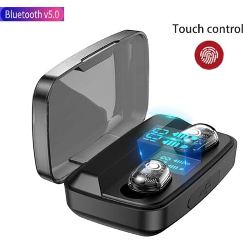 TWS Wireless Bluetooth Earphone V5.0 LED Display Sport Transparent Wireless Earphone Touch Control With 1800mAh Charging Box