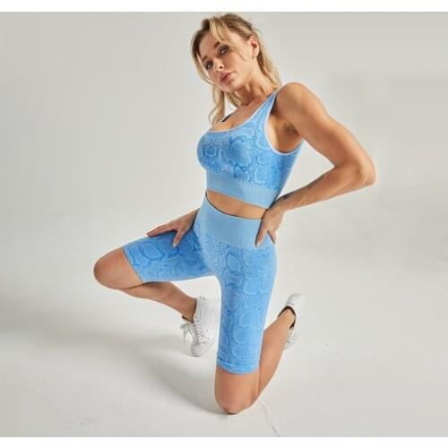 NCLAGEN Seamless Suit Sports Women 2021 New Snake Fitness Yoga Bra Shorts Set 2 piece Yoga Tracksuit High Elastic Gym Clothes