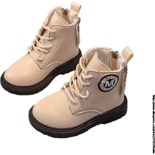 Autumn and winter new wild children Martin boots girls mid-top short boots kids outdoor single retro roman boots