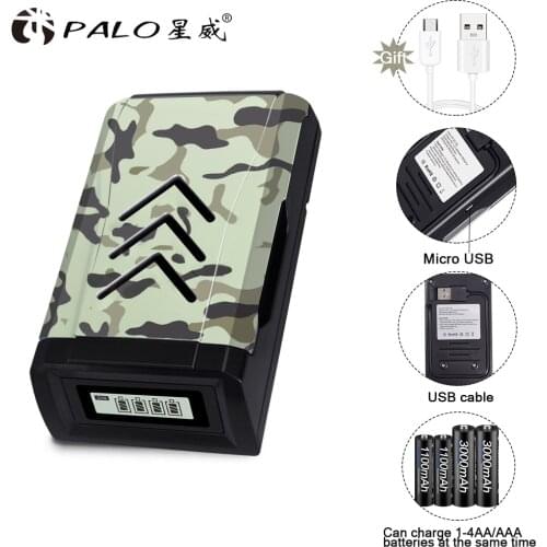 PALO 4 slot LCD display USB smart battery charger for AA AAA rechargeable battery 1.2V Ni-MH Ni-CD batteries