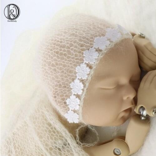 Handcraft Mohair Bonnet Newborn Baby Hat With White Lace on edge Newborn photography props Baby Shower