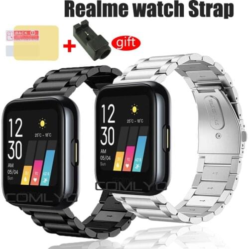 For Realme watch strap Band Metal Quick Release Stainless Steel Straps bracelet with Realme Watch screen protector