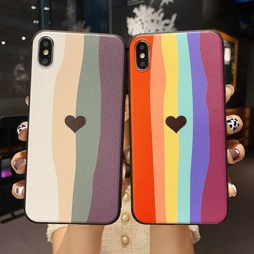 Luxury Rainbow love Case For OPPO Realme XT X2 C1 5 5i Q 6 c11 c15 8 pro Silicone For OPPO A52 A92 A72 4G A55 A93 5G