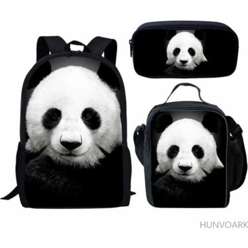 Cute Panda 3D Pattern Cute School Bags for Boys Girls 3PCS Set Children School Backpacks Teenager Kids Book Bag mochila escolar