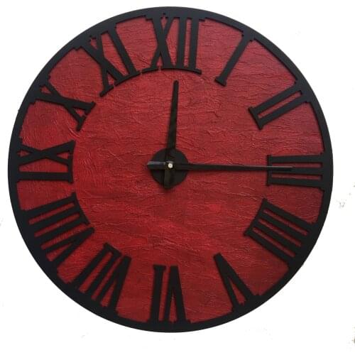 North Designed Rosso Black Roman Decorative Wall Clock 48 Cm