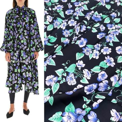 Spring Summer Soft Stretch Satin Polyester Printed Fabric Handmade Diy Pajamas Robe Shirt Pants Cloth by the Meter for Dress