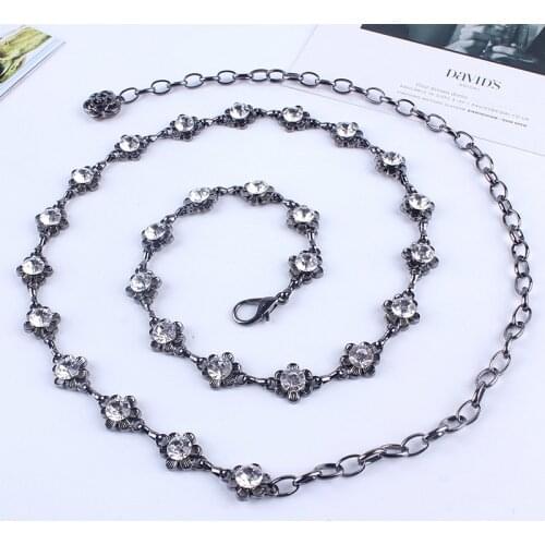 TINGRUI fashion metal waist gold chain belts for women dresses female ladies luxury rhinestone ceinture femme gold silver plated