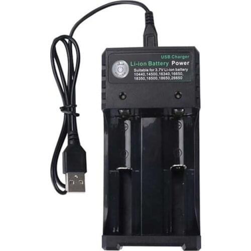 18650 Battery Charger Black 2 Slots AC 110V 220V Dual For 18650 26650 14500 16340 Charging 3.7V Rechargeable Lithium Battery