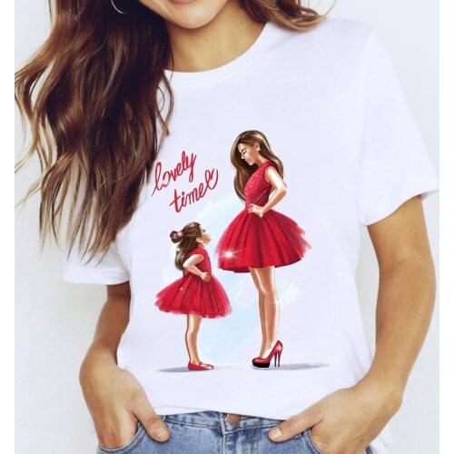 2021 Women Clothing Mother And Daughter graphic woman tshirt Fashion Top Female Summer T-shirt Short Sleeve t-shirt femme