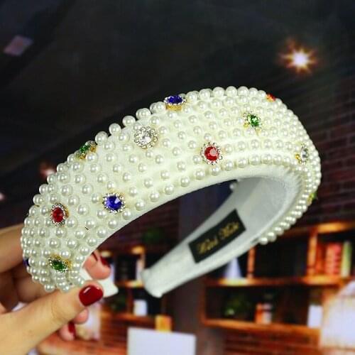 Handmade luxury full pearls and crystal hairband diamante headband rhinestone tiara headpiece for women hair accessories