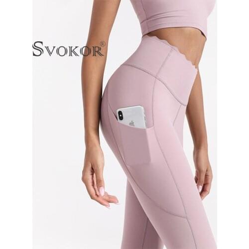 SVOKOR Women Lace Leggings Sexy Fitness Pants Seamless High Waist with Pocket Leggins Push Up Gym Running Yoga Sportswear