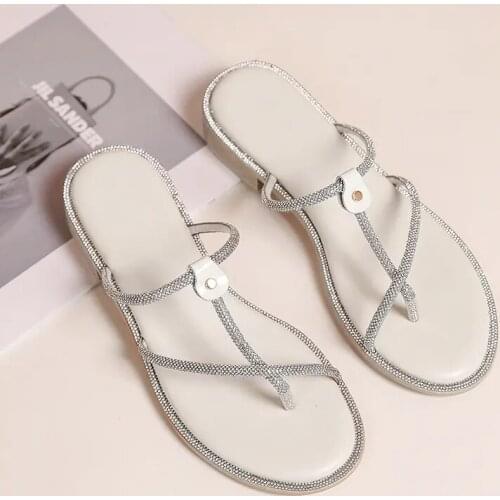 Womens Summer Sandals New Diamond Toe Flat Casual Sandals Fashion Comfortable Anti Slip Slippers