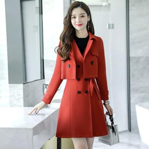 Autumn 2019 Womens Two Piece Sets Casual Double Breasted Belt Plaid Long Vest + Short Tops Office Lady Suit 2 Piece Set AA5253