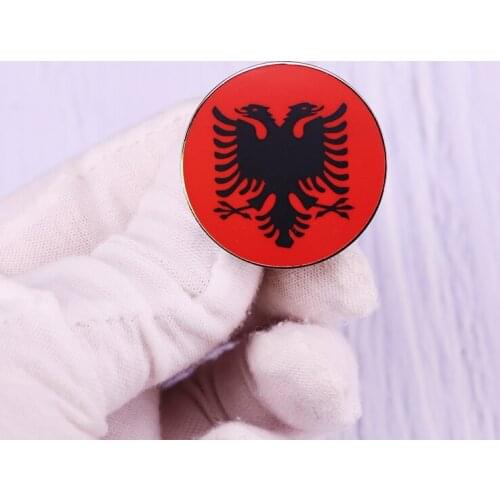 Flag of Albania Pin Button Badge Albanian Independence Day Gift