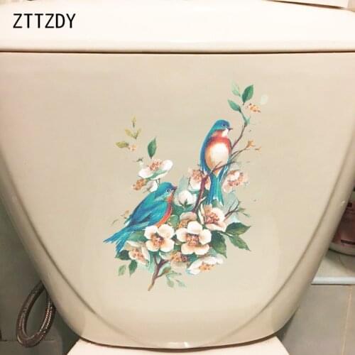 ZTTZDY 18.2*22.9CM Bird Flower Classical Art Home Wall Sticker Creative Home Toilet Decor T2-0381