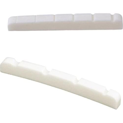 1Pc Modern and Vintage Electric Guitar Six String Nut Cattle Bone Slotted M01941 & Slotted Curved Bone Bass Nut