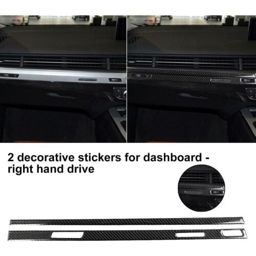 2Pcs Car Dashboard Sticker Self-adhesive Carbon Fiber Auto Interior Dashboard Cover for Audi New Q7 SQ7 4M 2016-2019 Right Drive