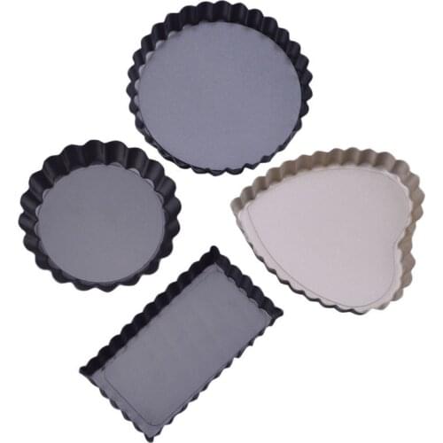 4 Inch Non-Stick Tart Quiche Flan Pan Molds Pie Pizza Cake Round Mould Removable Loose Bottom Fluted Heavy Duty Pie Pan Bakeware