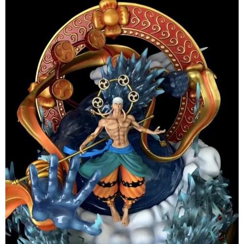 48cm Anime ONE PIECE Sky Piea Enel Thunder God GK Statue Resin 7 Colors Light up Large size PVC Figures Collection Model toys