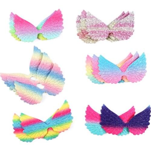 5PCS Bling Angel Wing Patches Multicolor Sequin Patch Children Sew On Clothes DIY Hair Clips Headwear Cake Decoration,5Yc17833