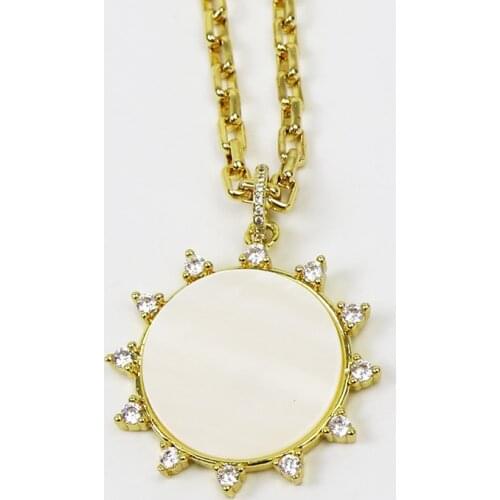 5 Pcs Zircon Solar Pendant necklace jewelry accessories White shell pendant Jewelry Necklace New design 51618