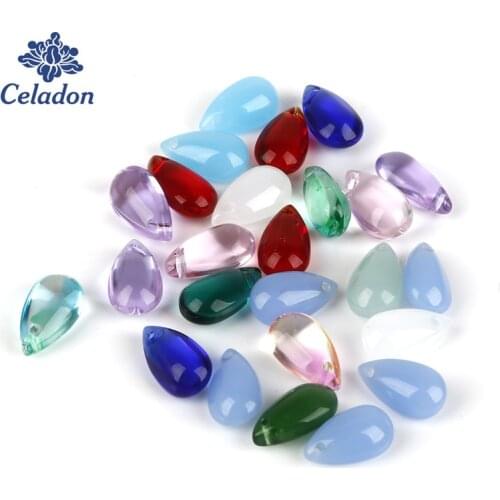 5A Grade 5PCS Gradient Two-tone Beads Water Drop Petal Czech Glass Beads For Necklace Earring DIY Jewelry Making 8x14MM Hole 1MM