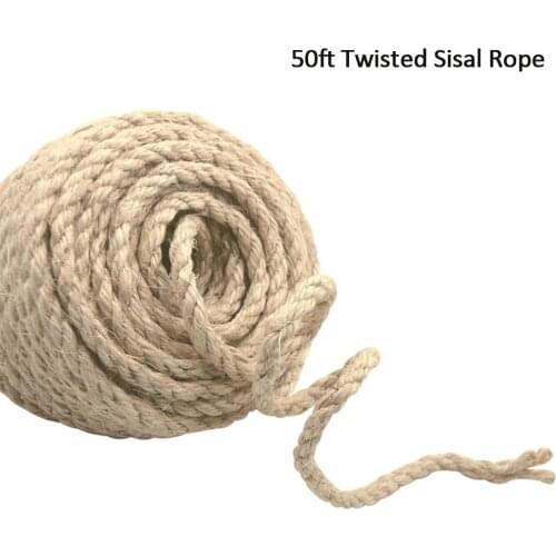 50ft Twisted Sisal Rope DIY Home Rope Garden Decoration 6MM For Pet Cat Anti-grab Toys, Cat Climbing Frames