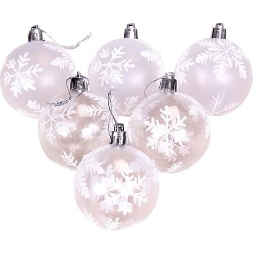 6PCS Transparent Christmas Ball DIY Clear Matte Snowflake Ball Ornament Christmas Tree Ball Decoration For Home