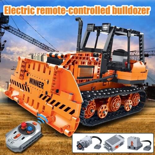 775pcs City Electric Car RC Bulldozer Building Blocks Sets Technic Remote Control Engineering Truck Bricks Toy For Children