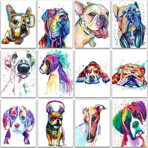 5D Diamond Painting color animals dog cat Full Square Diamond embroidery Cross stitch Full Round Diamond mosaic paint home decor