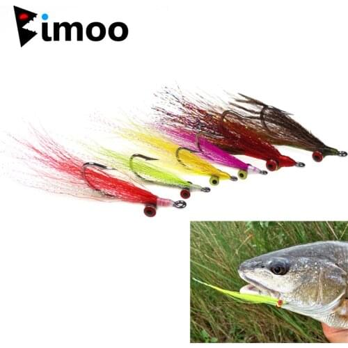 Bimoo 4PCS Clouser Deep Minnow Baitfish Pike Saltwater Fly Fishing Lure Sea Trout Bass Saltwater Flies Chartreuse Pink Olive etc