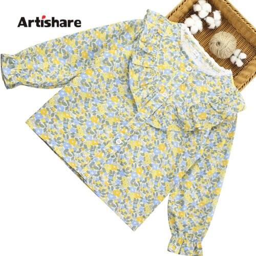 Girls Blouse Floral Pattern Girls Shirts Spring Autumn Childrens Shirts For Girls Casual Style Childrens Clothing Girl 6 8 10