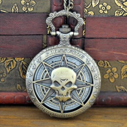 Large retro ghost head hollow pocket watch